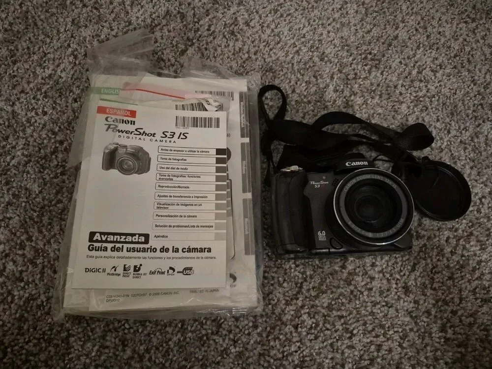 Canon PowerShot S3 IS Digital Camera Box - As Is! Parts or Repair